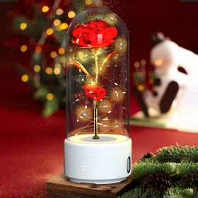 2-in-1 Rose LED Light & Bluetooth Speaker (Option: White Base Red Flower)