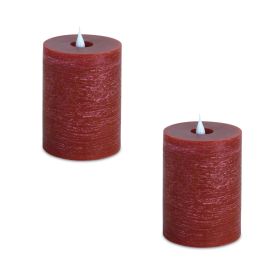 Simplux LED Designer Candle (Set of 2) With Remote 3.5"x5"H Wax/Plastic (Color: Red)