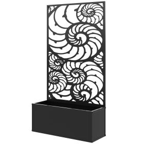 Metal Raised Garden Bed With Trellis – Wall-Mount or Freestanding Planter (Option: Black-960x680x65 mm)