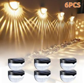 6-Pack Solar Fence Lights: Waterproof Outdoor Deck & Step Lighting (Black) (Option: Warm Lights-6PCS)
