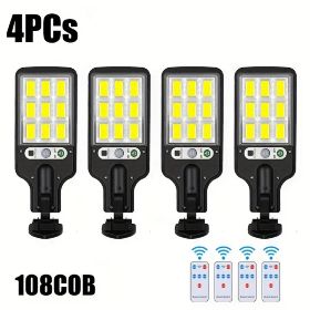 Waterproof Mini Solar Street Light - 108 LED Remote Control (Option: 4pcs)