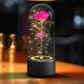 2-in-1 Rose LED Light & Bluetooth Speaker (Option: Black Base Color Flower)