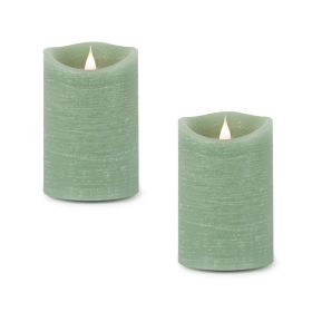 Simplux LED Designer Candle With Remote (Set of 2) 3.5" x 5.5"H Wax/Plastic (Color: Green)