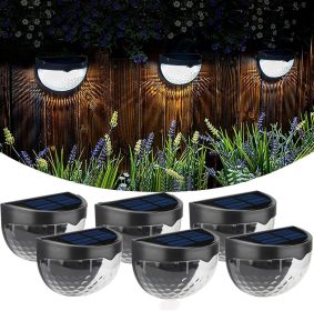 6-Pack Solar Fence Lights: Waterproof Outdoor Deck & Step Lighting (Black) (Option: White Lights-6PCS)