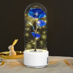 2-in-1 Rose LED Light & Bluetooth Speaker (Option: White Base Blue Flower)