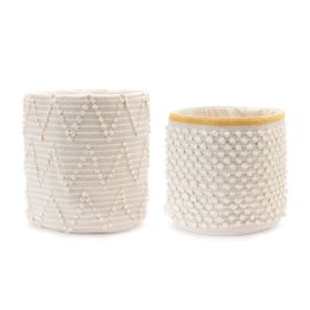 Basket (Set of 2) 14"D x 13"H, 16"D x 15.5"H Cotton (Color: White)