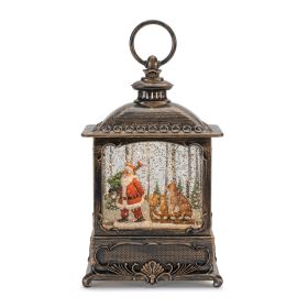 9" Illuminated Plastic Christmas Sphere With Santa/Wildlife & 6-Hour Timer (Color: Bronze, Red, Green)