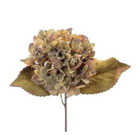 17"H Hydrangea Set Of 6 Polyester Stem (Color: Green, Brown)