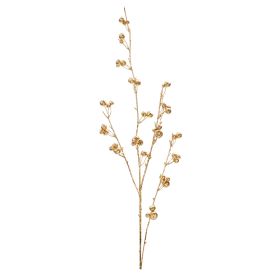 Set Of 6 Berry Plastic Twig Spray Stem (Color: gold)