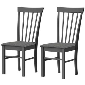 Wooden Dining Chairs Set of 2, Farmhouse Upholstered Kitchen Chairs with Rubber Wood Frame, Black and Gray (Option: Black, Gray-1035x500x265 mm)
