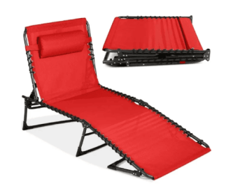 Park Steel Stacking Chaise Lounge Chair For Outdoor Patio (Option: Red)