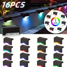 Solar Deck & Step Lights – Waterproof Outdoor LED Lighting (Option: RGB Light 16Pack)