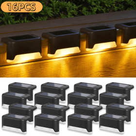 Solar Deck & Step Lights – Waterproof Outdoor LED Lighting (Option: Warm Light 16Pack)