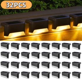 Solar Deck & Step Lights – Waterproof Outdoor LED Lighting (Option: Warm Light 32Pack)