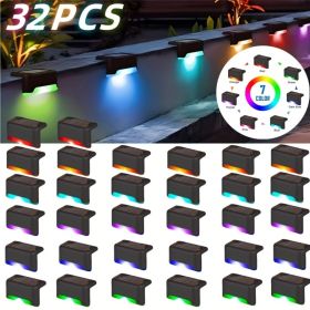 Solar Deck & Step Lights – Waterproof Outdoor LED Lighting (Option: RGB Light 32Pack)
