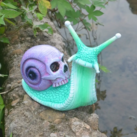 Halloween Resin Snail Skull Outdoor Garden Statue (Model: Purple)