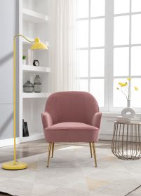Modern Ergonomics Soft Velvet Fabric Material Accent Chair With Gold Legs And Adjustable Feet Screws For Indoor Home Living Room (Color: Pink)