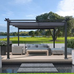 13x10 Ft Outdoor Patio Retractable Pergola With Canopy Sunshelter Pergola for Gardens; Terraces; Backyard (Color: Gray)