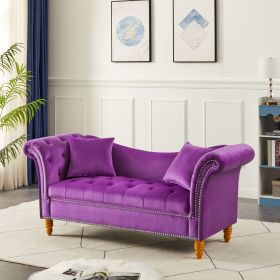 Living Room Sofa Velvet U Shape Backrest with Storage and Storage Space (Color: Purple)
