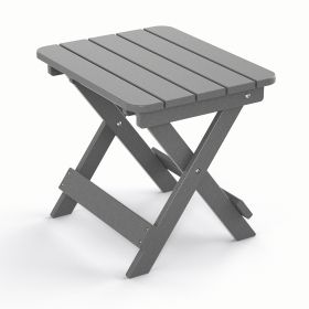 Outdoor Adirondack Foldable Side Table; Patio End Table for Poolside Garden;  Weather Resistant Coffee Table -Plastic High-Density PE (Color: Grey)