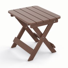 Outdoor Adirondack Foldable Side Table; Patio End Table for Poolside Garden;  Weather Resistant Coffee Table -Plastic High-Density PE (Color: Brown)