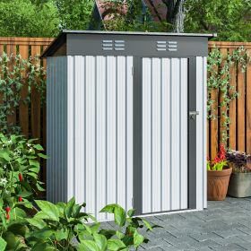 5 x 3 Ft Outdoor Metal Garden Storage Shed With Lockable Doors (Color: as Pic)