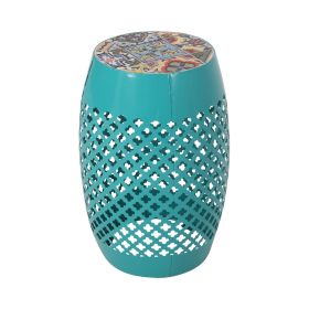 Outdoor Iron Side Table (Color: Mint Green)