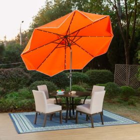 10FT Solar LED Outdoor Market Patio Umbrella With Easy Tilt Adjustment (Color: Orange)