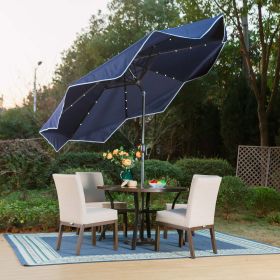 10FT Solar LED Outdoor Market Patio Umbrella With Easy Tilt Adjustment (Color: Navy blue)