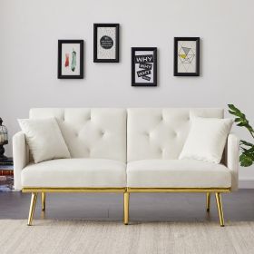 VELVET SOFA BED (Color: White)