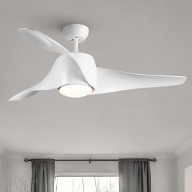 52 In Intergrated LED Ceiling Fan Lighting with White ABS Blade (Color: as Pic)