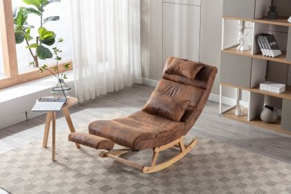 COOLMORE living room Comfortable rocking chair with Footrest/Headrest living room chair Beige (Color: coffee)