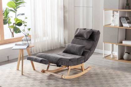 COOLMORE living room Comfortable rocking chair with Footrest/Headrest living room chair Beige (Color: Dark Gray)