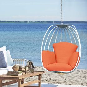 Aluminum Egg Chair; Hanging Swing Chair with Thickness Cushion for Indoor; Outdoor; Garden; Patio (Color: Orange)