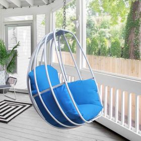 Aluminum Egg Chair; Hanging Swing Chair with Thickness Cushion for Indoor; Outdoor; Garden; Patio (Color: Blue)