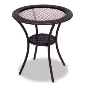 Outdoor Patio Rattan Bar Table Square Glass Top Table (Color: As the pic show, size: 26 Inch)