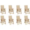 Folding Patio Chairs with Cushions 8 pcs Solid Acacia Wood