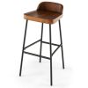 Set Of 2 Industrial 29-Inch Bar Stools - Low Back & Footrest Design