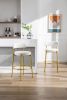 2-Pack Industrial Bar Stools - Modern Bar Height Chairs With Back & Footrest
