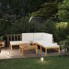 6 Piece Patio Lounge Set with Cushions Cream Solid Acacia Wood