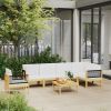 7 Piece Patio Lounge Set with Cushions Cream Solid Acacia Wood