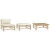 3 Piece Garden Bamboo Lounge Set With Cream Cushions