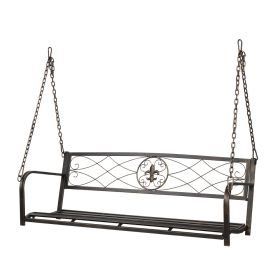 Metal Porch Swing;  Heavy Duty Steel Patio Porch Swing Chair for Outdoors;  Weather Resistant Swing Chair Bench (Color: Bronze Brush)