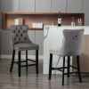Contemporary Velvet Barstools - A&A Furniture (Tufted, Wood Legs, Chrome)