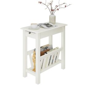 Living Room Bedroom Decor Mobile Sofa End Side Table (Color: White, Type: Side Table)