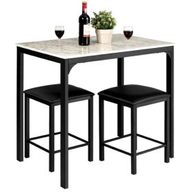 Small Space Kitchen Bar Furniture 3 Pieces Dining Table Set (Color: White, Type: Bar Table)
