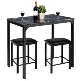 Small Space Kitchen Bar Furniture 3 Pieces Dining Table Set (Color: Black, Type: Bar Table)