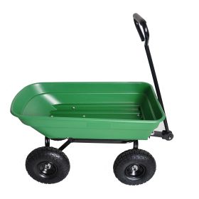 folding wagon  Poly Garden Dump Cart with Steel Frame and 10-in. Pneumatic Tires;  300-Pound Capacity (colour: green)