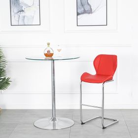 Bar chair modern design for dining and kitchen barstool with metal legs set of 4 (Color: Red)