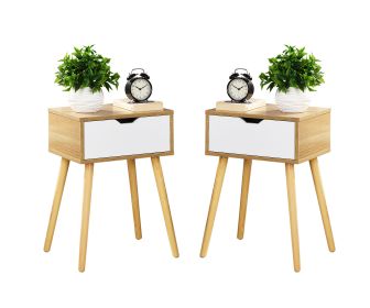 Modern Natural Nightstand, Wooden Drawer With Storage, Living Room Bedroom Furniture (quantity: 2)